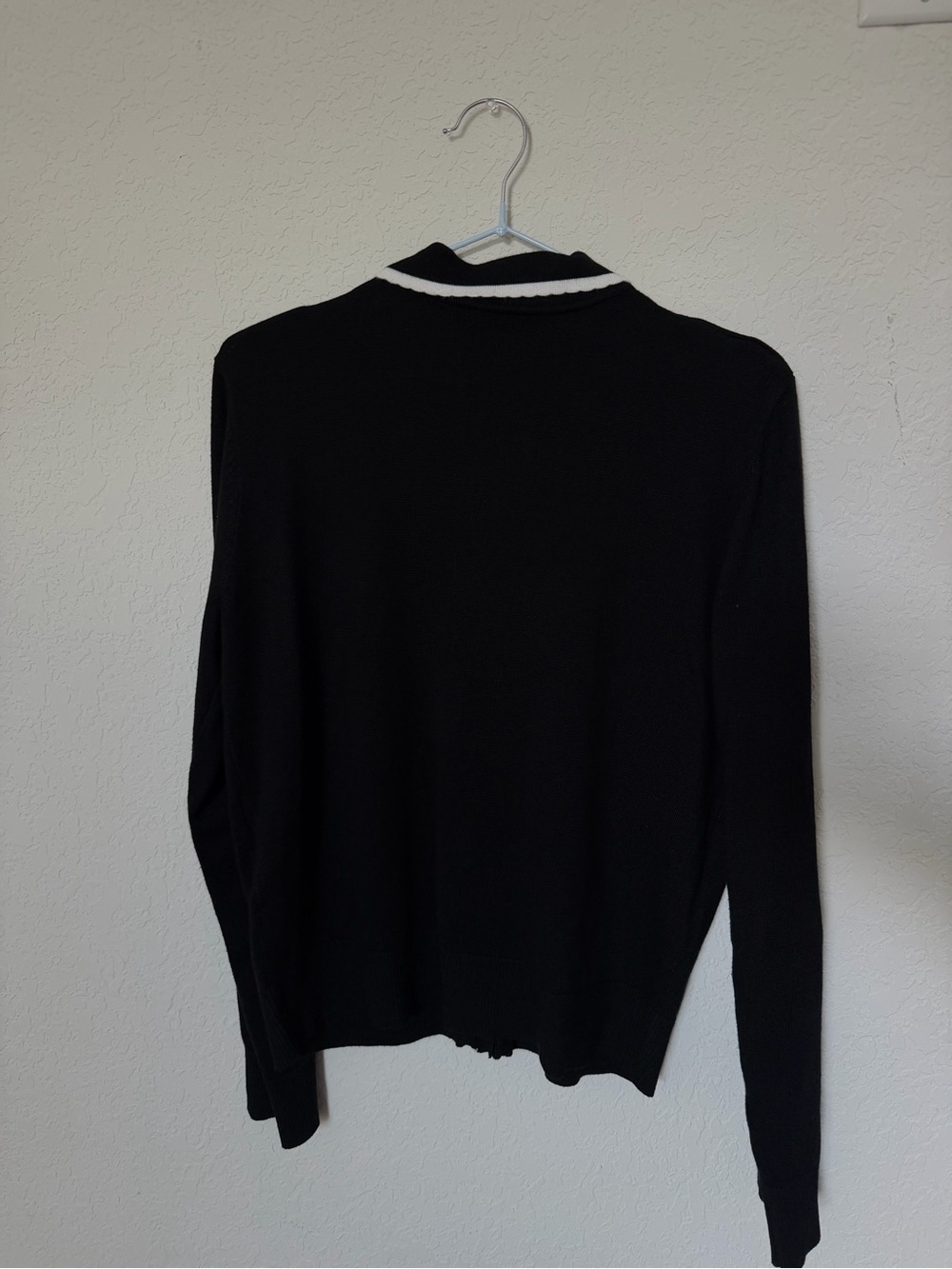 Black Women's Long-Sleeve Top with White Trim